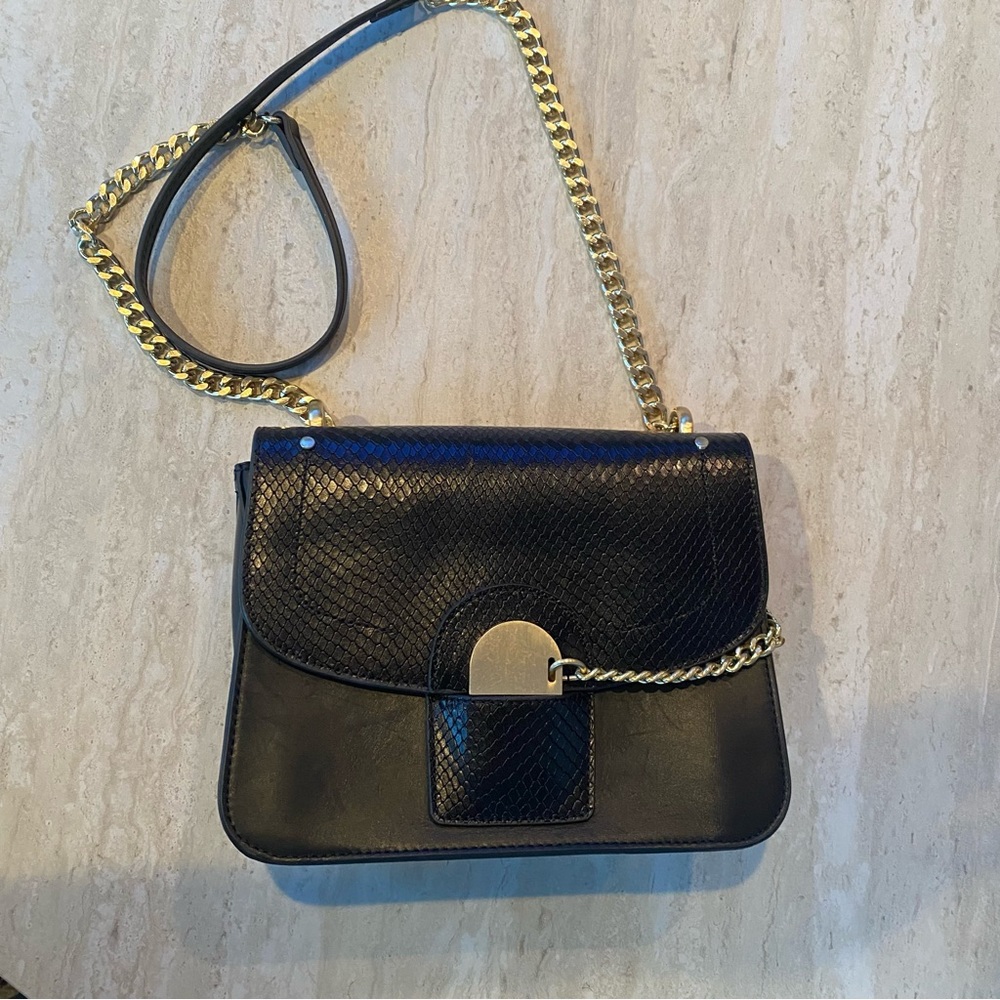 Zara genuine leather crossbody bag black
